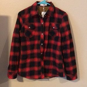 Women’s plaid flannel fleece winter shirt. Size L